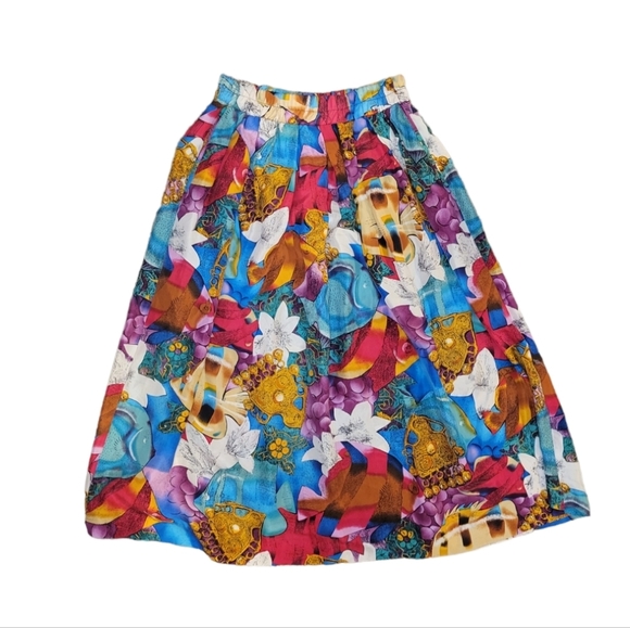 *set* Vintage Rafaella 100% silk pleated skirt with silk tie blouse Women's M/L - Picture 3 of 15